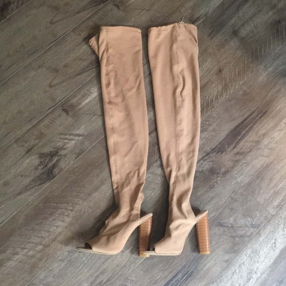 Over the knee nude heels